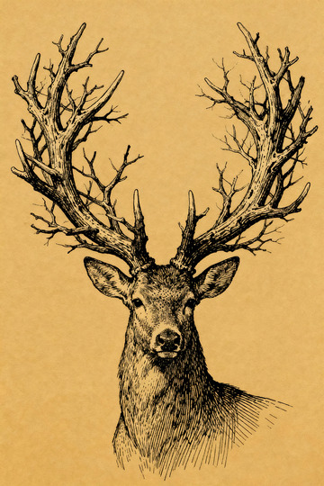 鹿头素描钢笔画