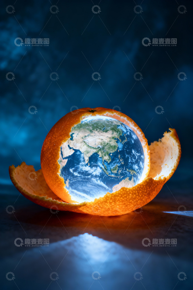 高清大图下载【趣麦麦图】橘子皮包着地球3