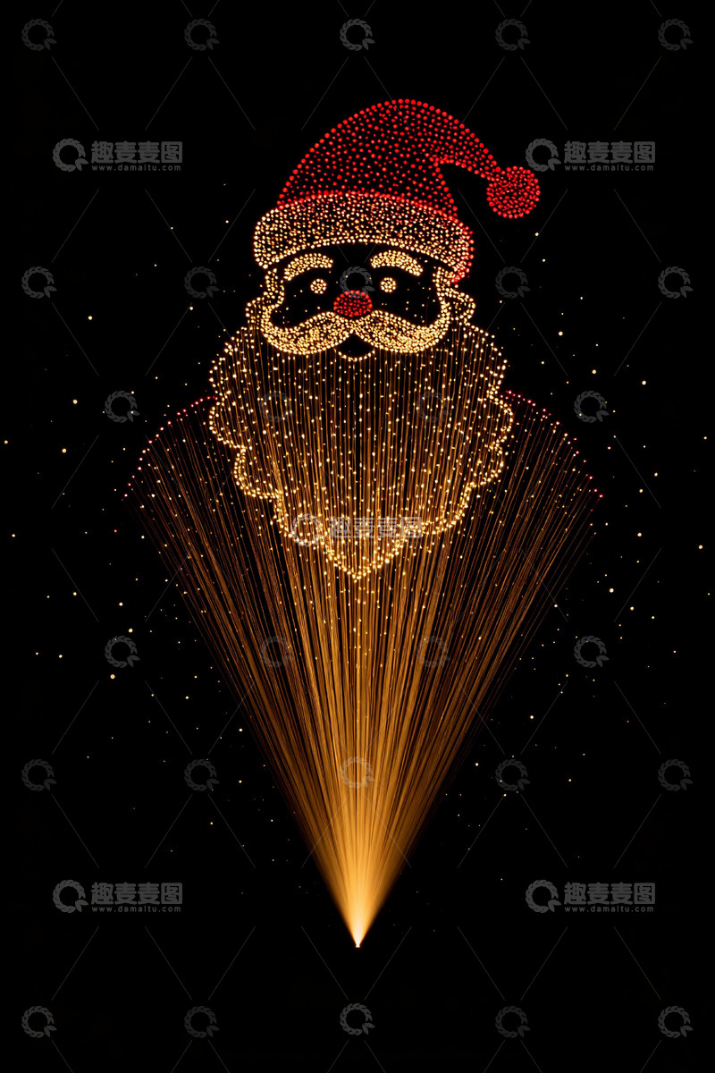 高清大图下载【趣麦麦图】极简金红色光点圣诞老人