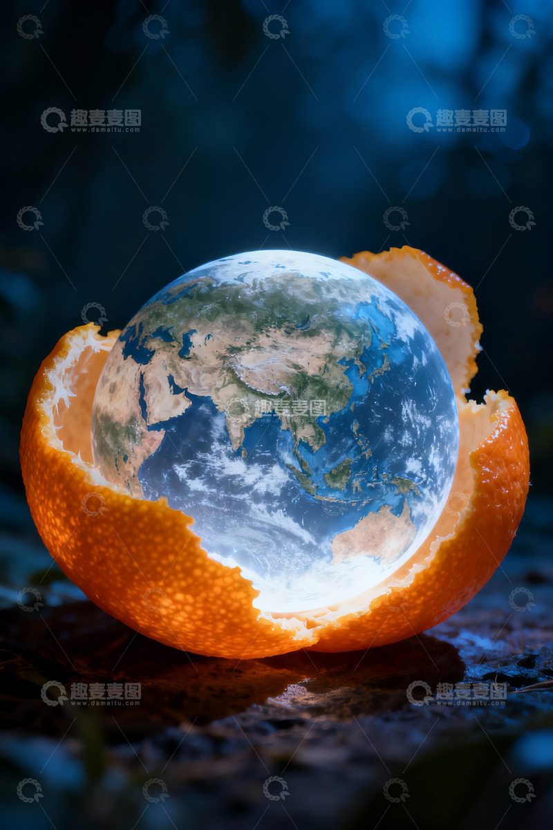 高清大图下载【趣麦麦图】橘子皮包着地球1
