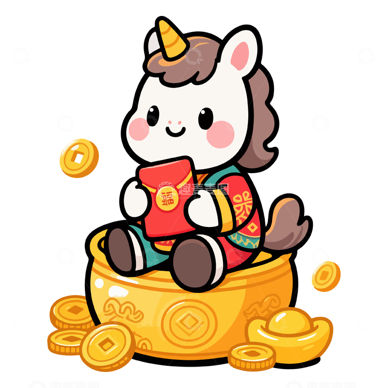 源文件下载【趣麦麦图】卡通羊年财运吉祥物插画