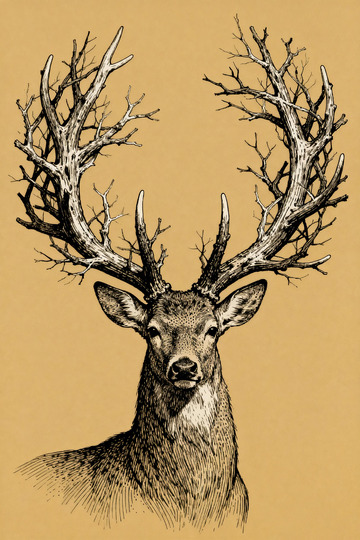 鹿头素描钢笔画1