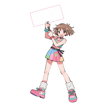 动漫少女举牌插画