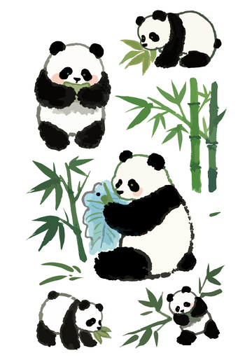 熊猫卡通插画