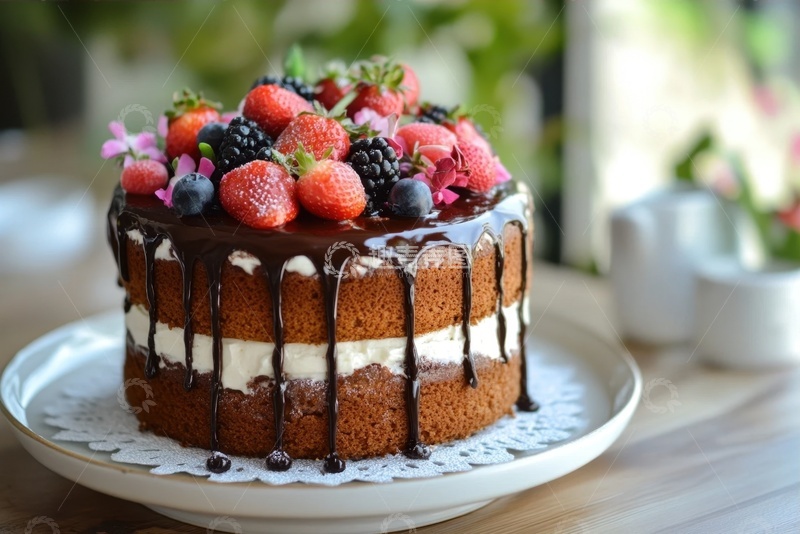 高清大图下载【趣麦麦图】水果巧克力蛋糕美食
