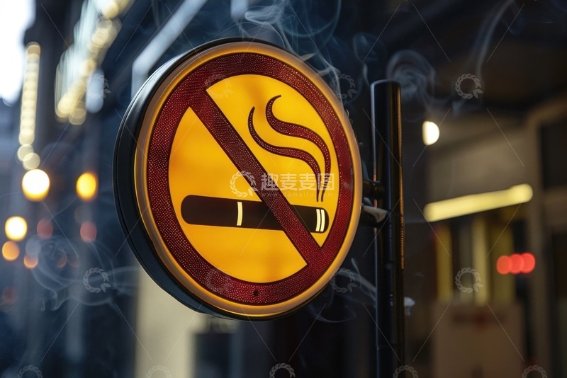 高清大图下载【趣麦麦图】街头上禁止吸烟的标牌