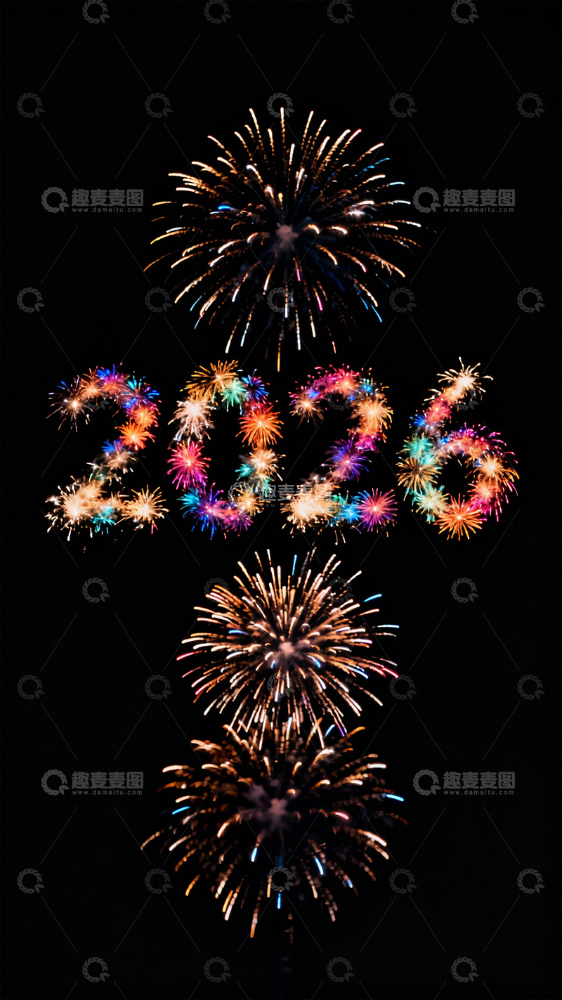 高清大图下载【趣麦麦图】烟花 2026 璀璨新年