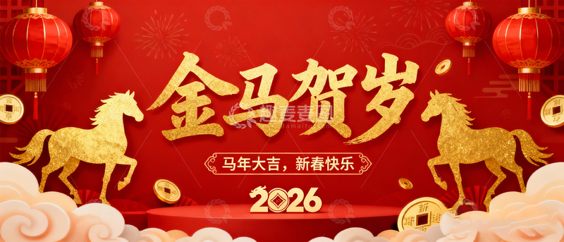 高清大图下载【趣麦麦图】金马贺岁新春吉庆
