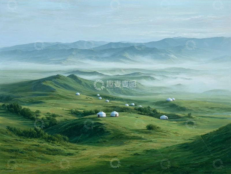 高清大图下载【趣麦麦图】广阔的大草原航拍图