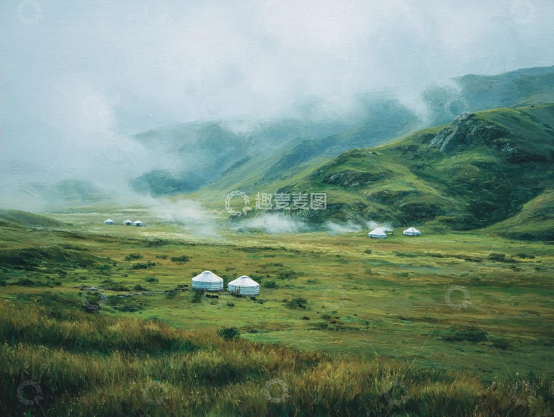 高清大图下载【趣麦麦图】大草原上的帐篷
