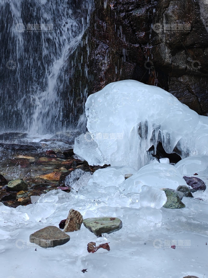 高清大图下载【趣麦麦图】冰雪瀑布岩石景观