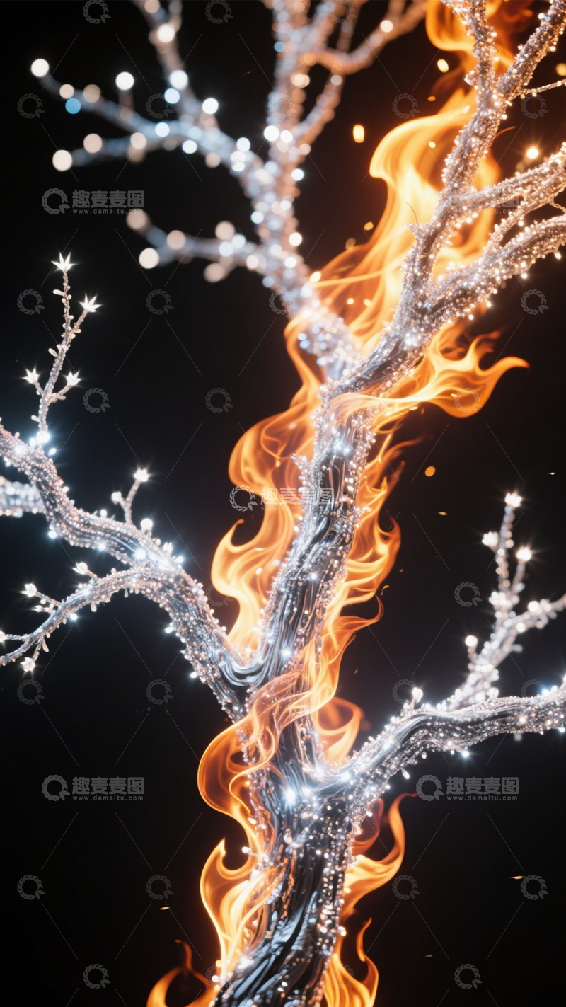 高清大图下载【趣麦麦图】焰银树影华丽奇幻1