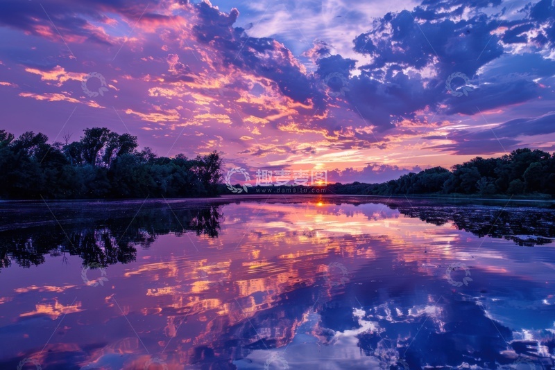 高清大图下载【趣麦麦图】紫色的美丽天空云朵