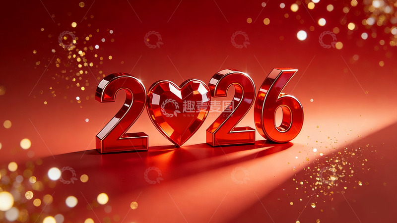 高清大图下载【趣麦麦图】红金喜庆祝福新年设计图