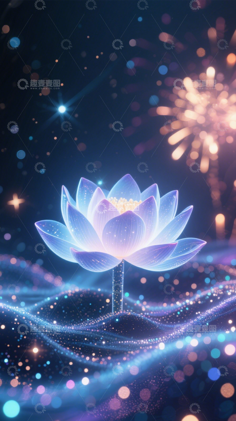 高清大图下载【趣麦麦图】流光莲花梦幻璀璨