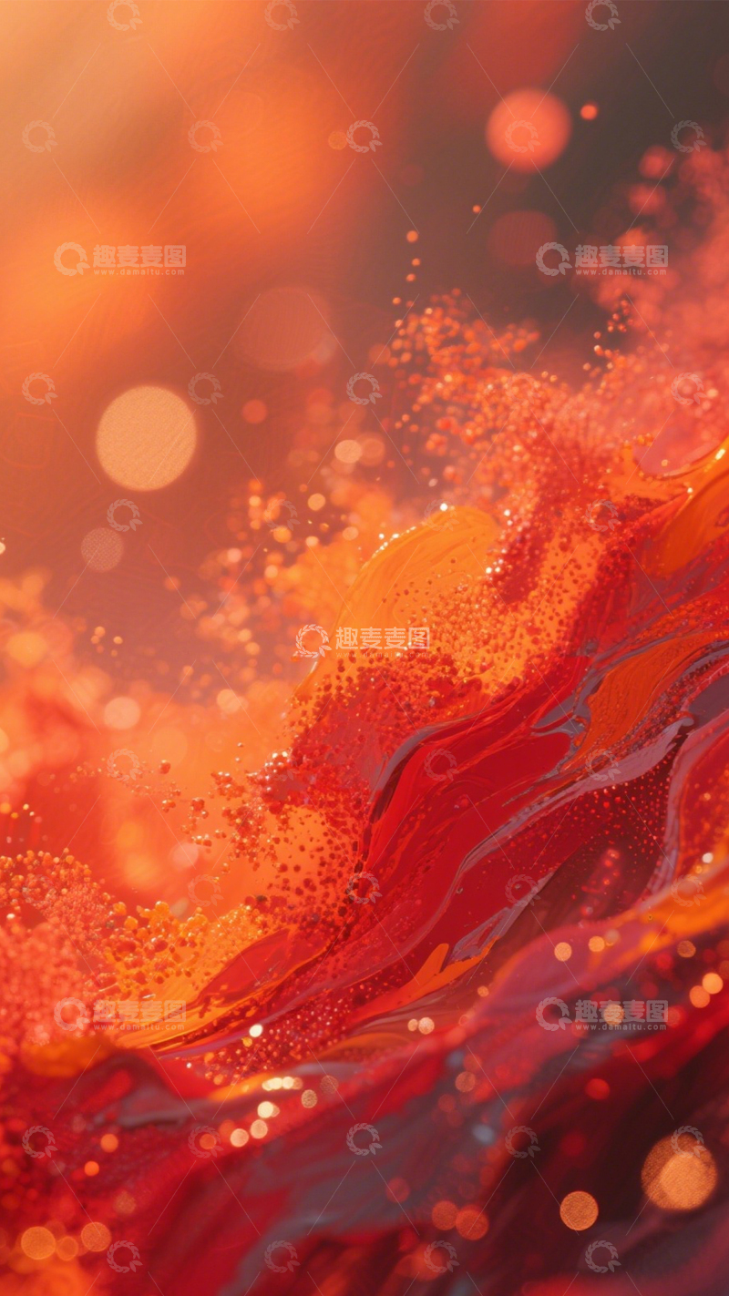 高清大图下载【趣麦麦图】橙红泼墨热烈艺术3