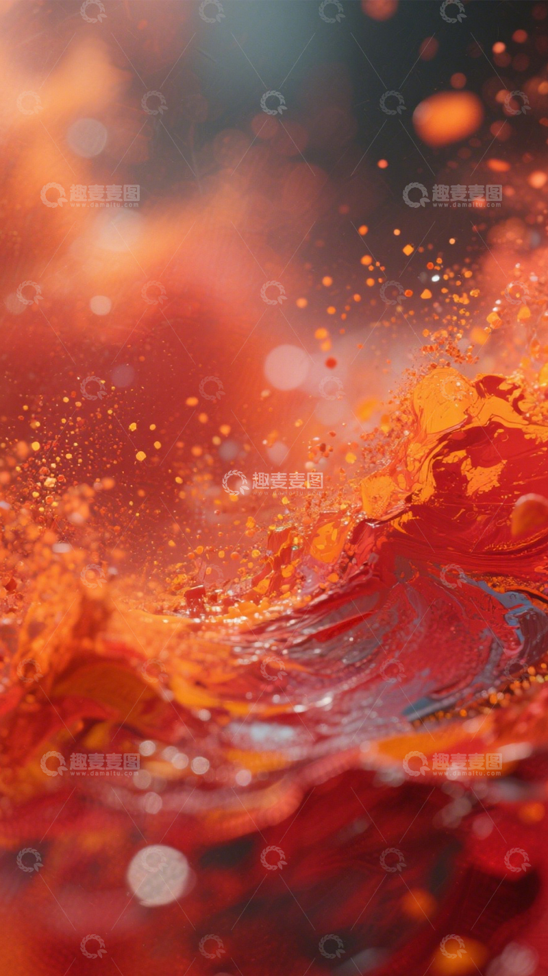 高清大图下载【趣麦麦图】橙红泼墨热烈艺术2