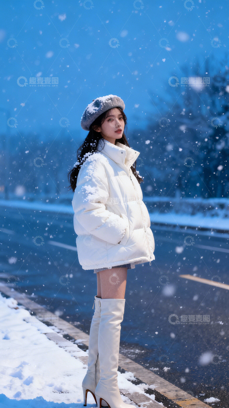 高清大图下载【趣麦麦图】纯白雪境清新冬日