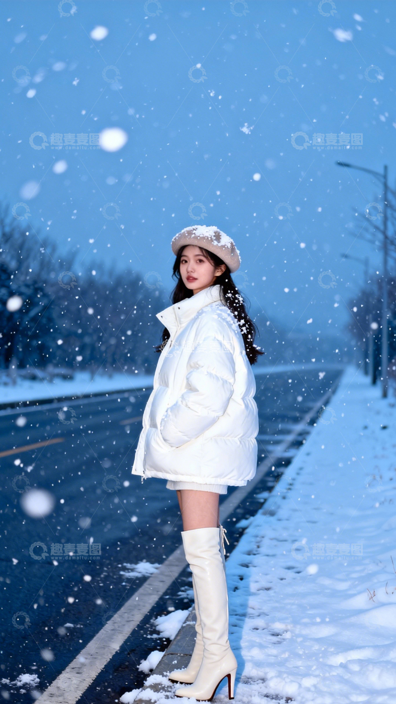 高清大图下载【趣麦麦图】纯白雪境清新冬日2