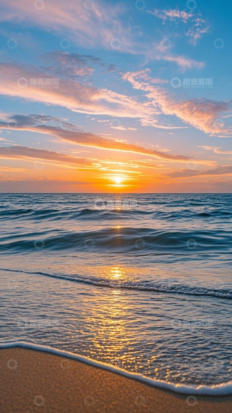 高清大图下载【趣麦麦图】海日余晖治愈氛围