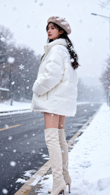 暖白雪路温柔简约3