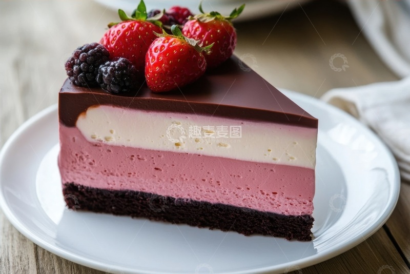 高清大图下载【趣麦麦图】巧克力奶油草莓蛋糕