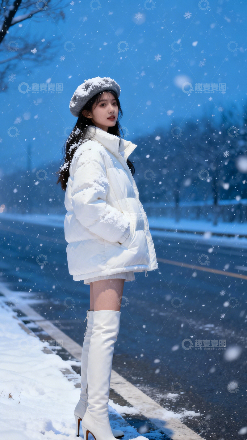 高清大图下载【趣麦麦图】纯白雪境清新冬日1