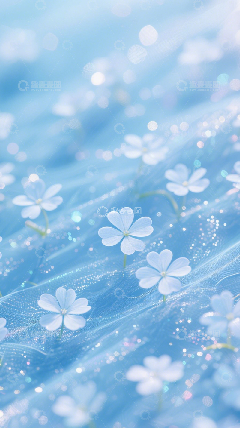 高清大图下载【趣麦麦图】冰蓝花簇治愈清新1