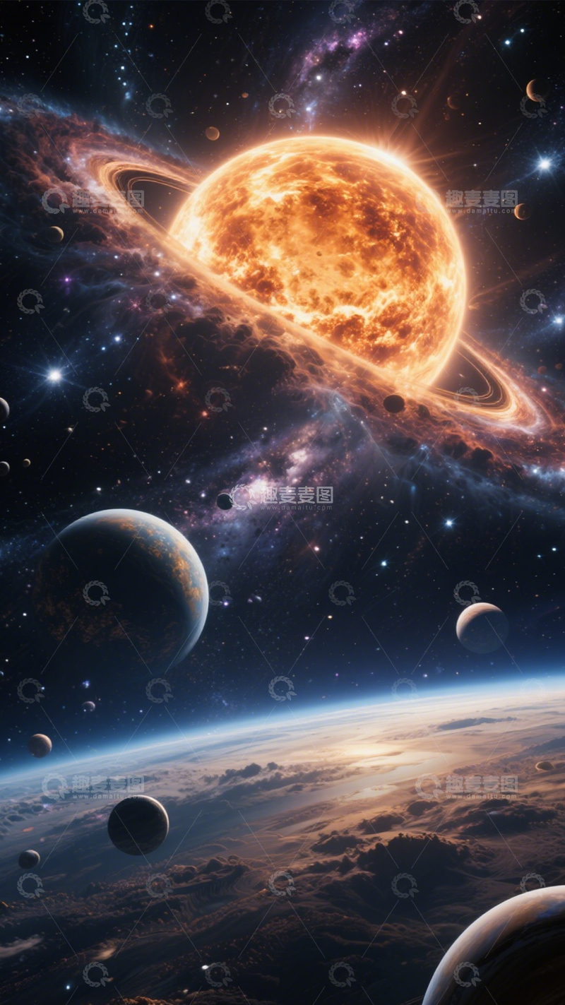 高清大图下载【趣麦麦图】环带星球奇幻宏大