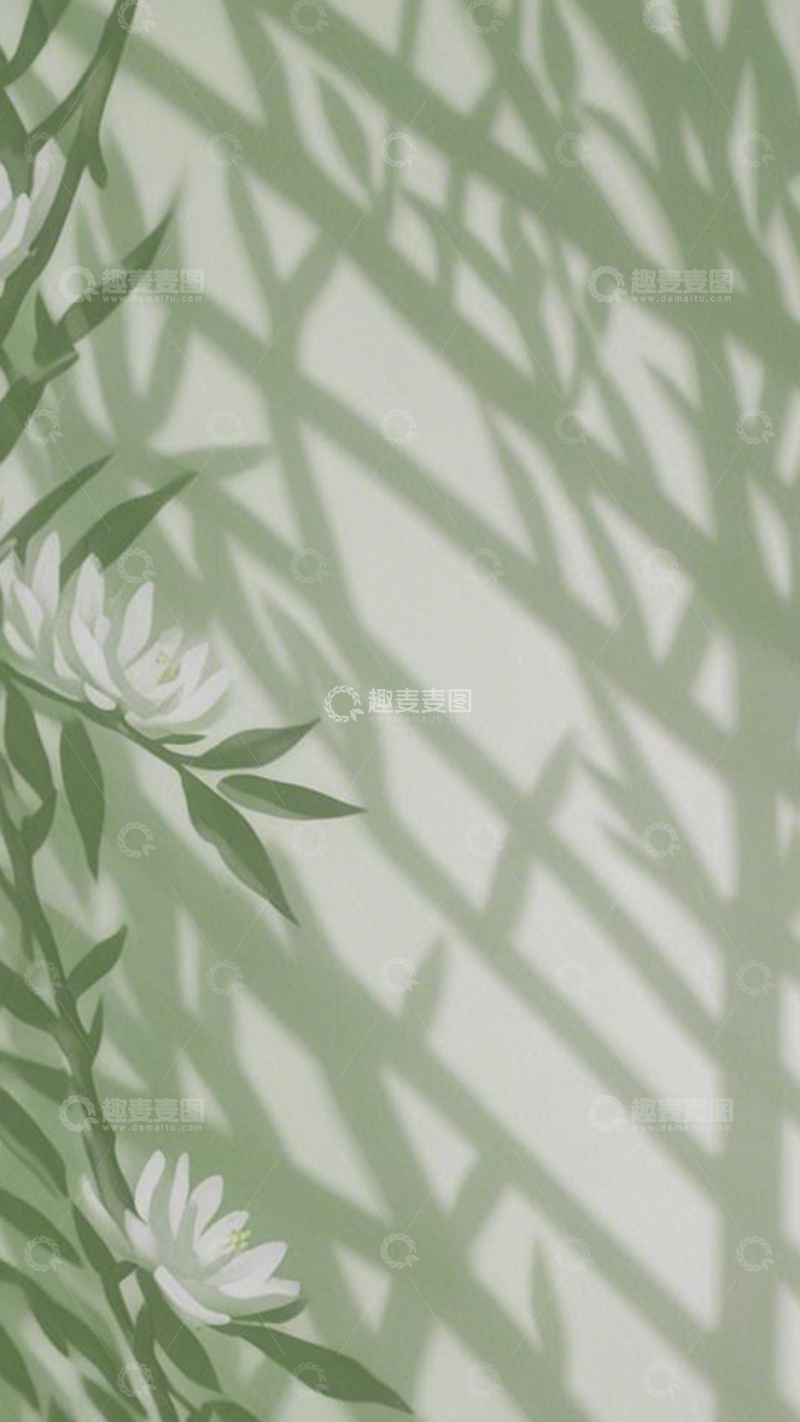 高清大图下载【趣麦麦图】青影花枝柔和清新1