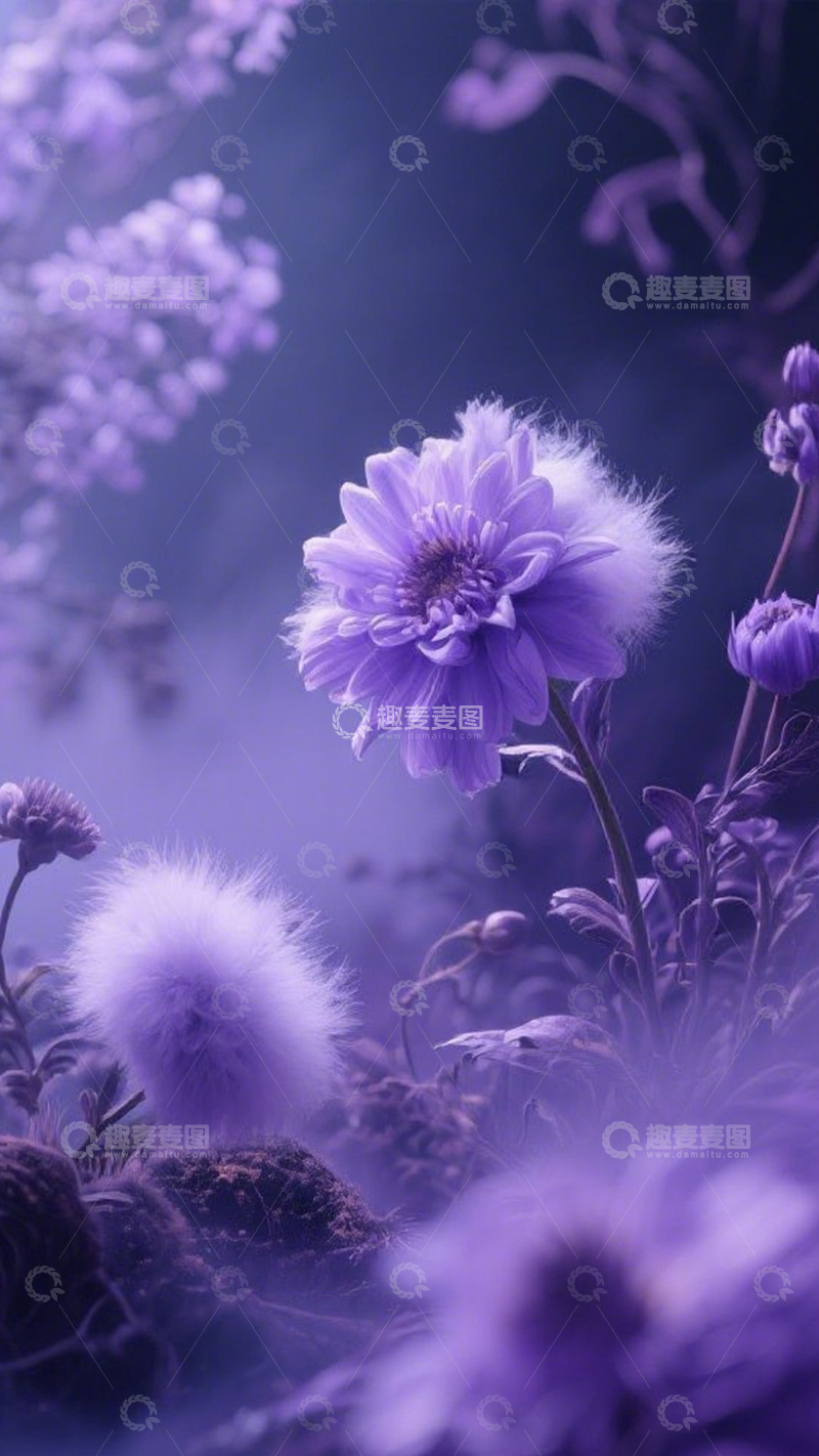 高清大图下载【趣麦麦图】紫雾花境梦幻柔和3