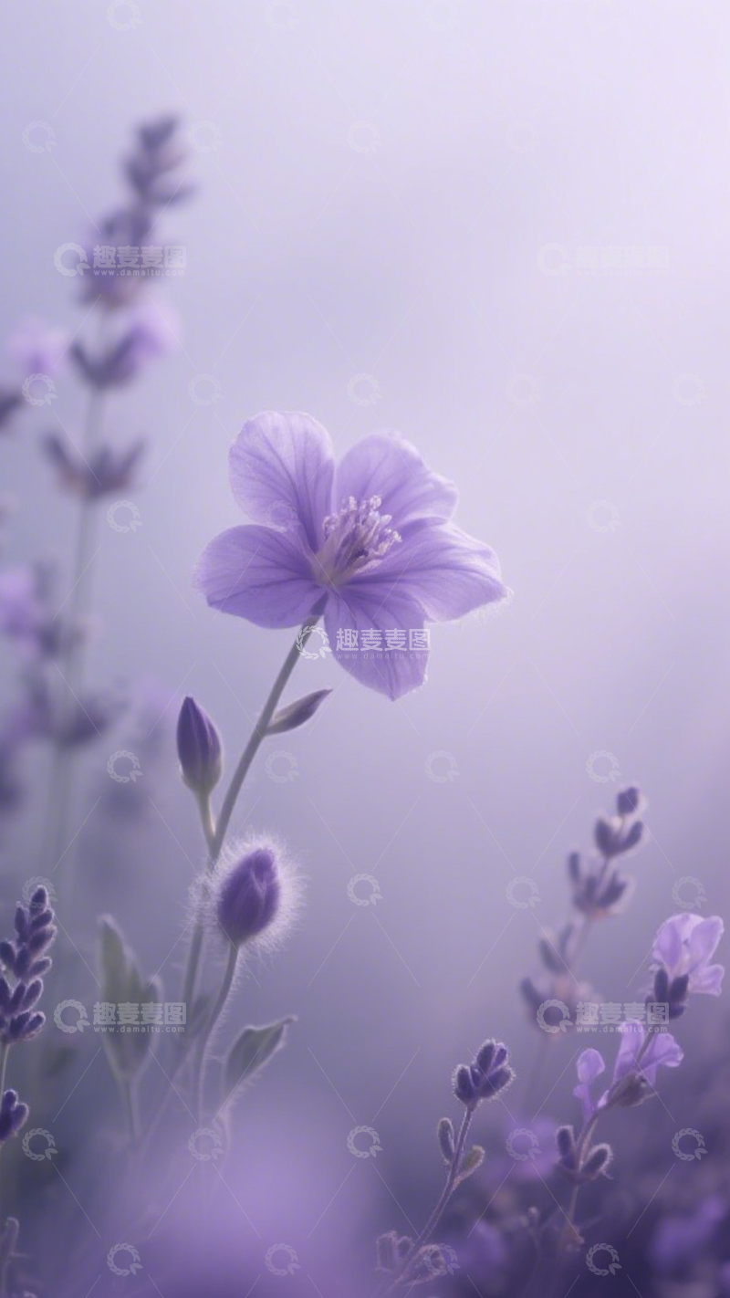 高清大图下载【趣麦麦图】紫雾花境梦幻柔和