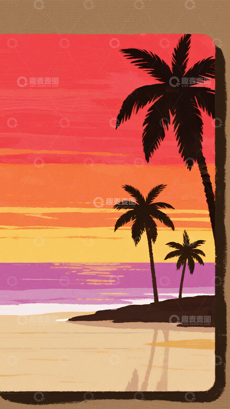 高清大图下载【趣麦麦图】椰岛落日度假治愈3