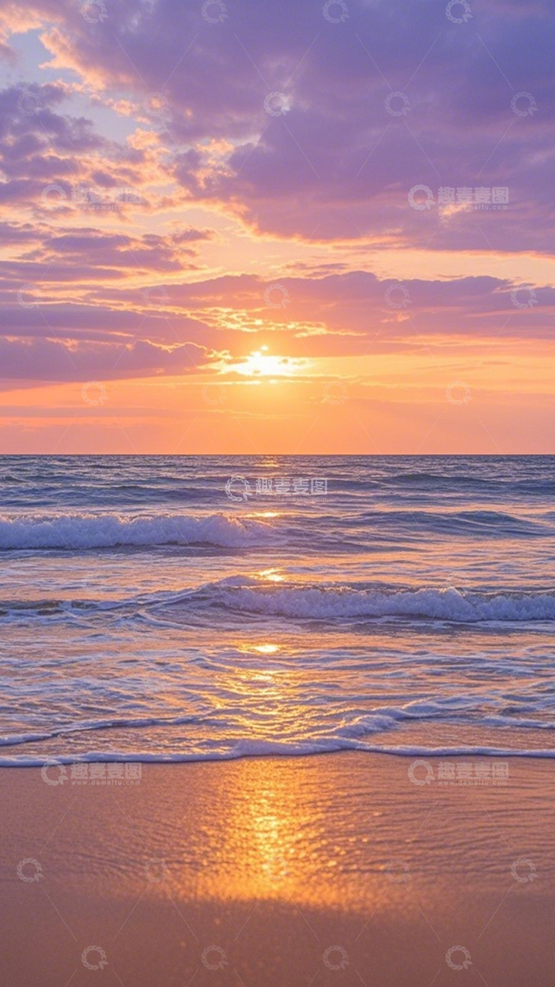 高清大图下载【趣麦麦图】海日余晖治愈氛围1
