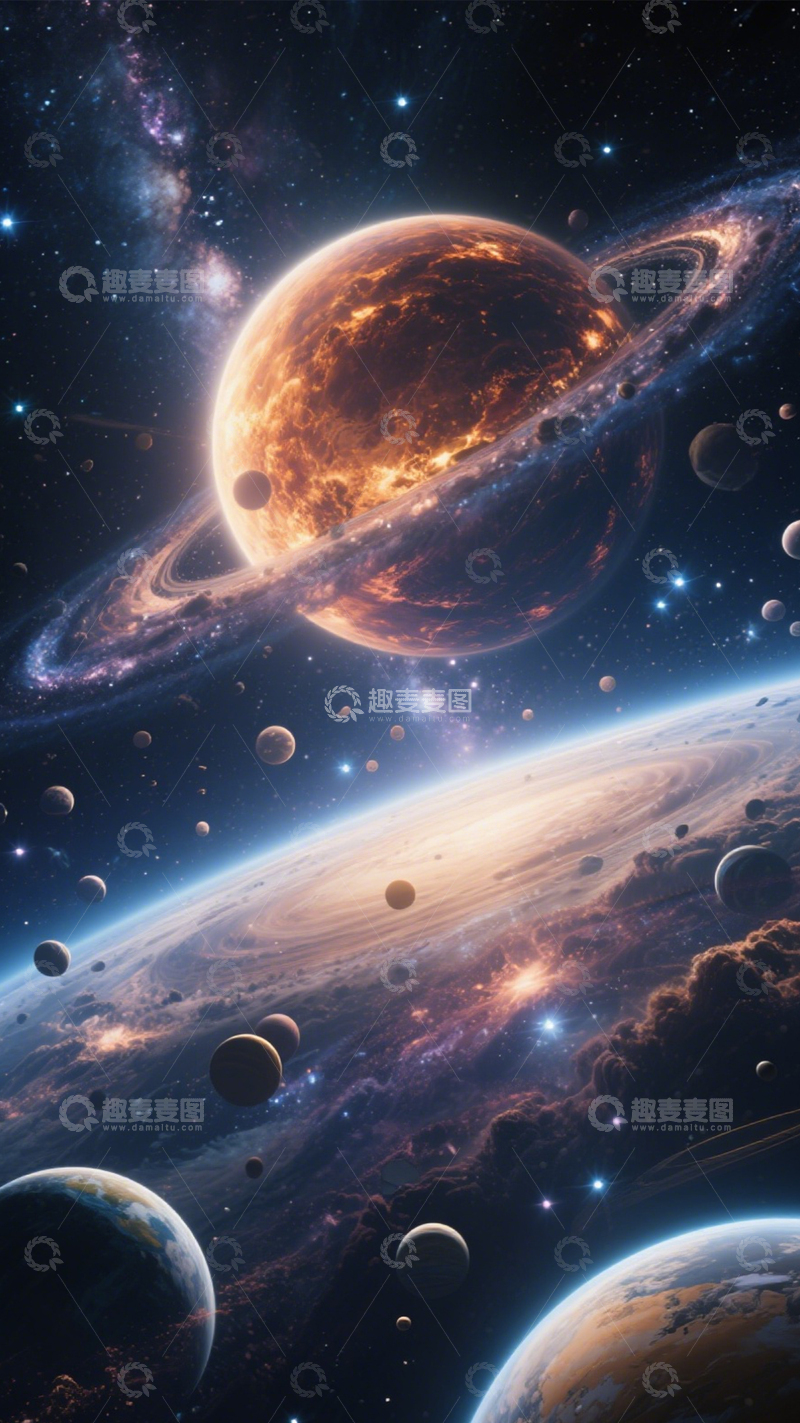 高清大图下载【趣麦麦图】环带星球奇幻宏大2