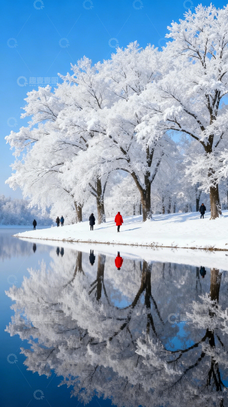 高清大图下载【趣麦麦图】雾凇镜湖冬日盛景3