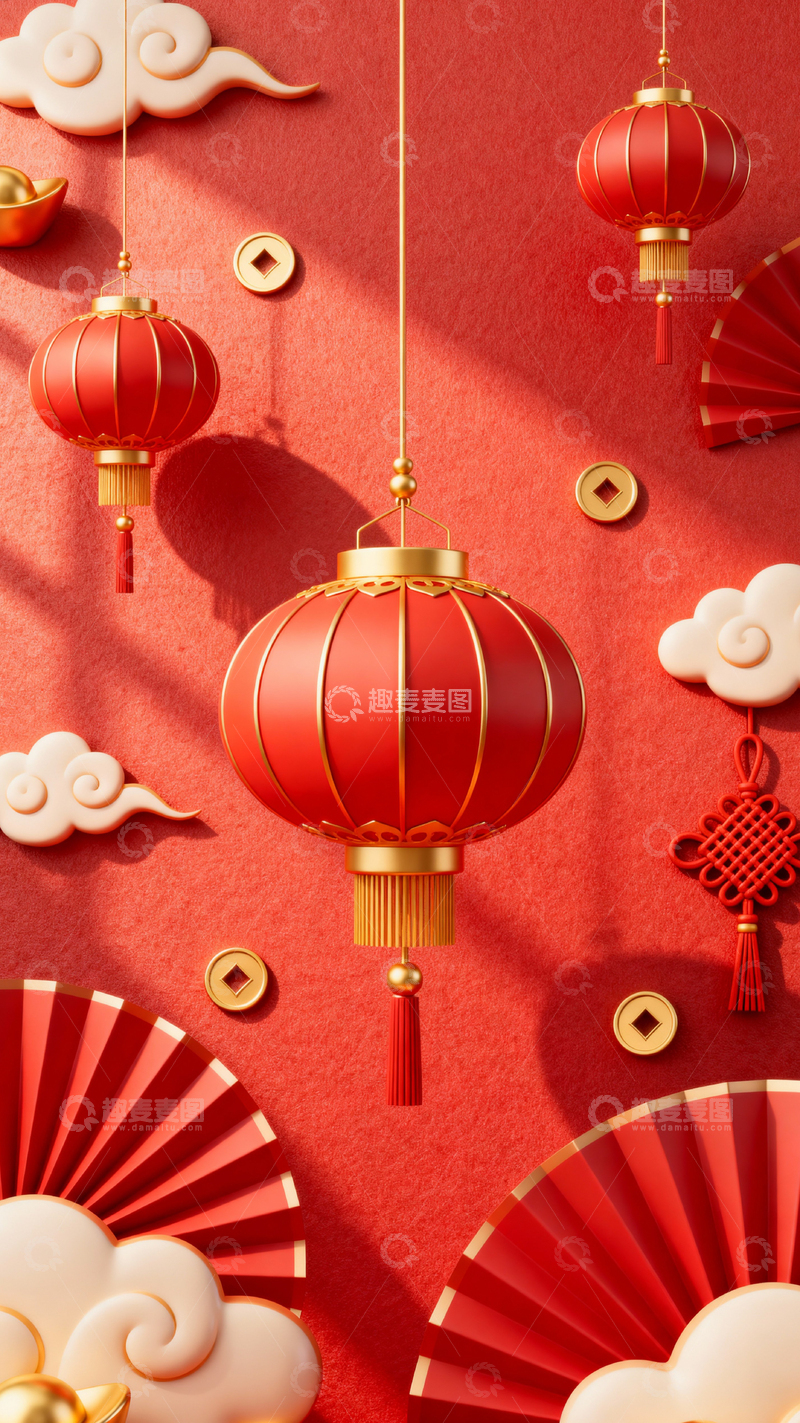 高清大图下载【趣麦麦图】 新年元旦春节背景_竖屏341