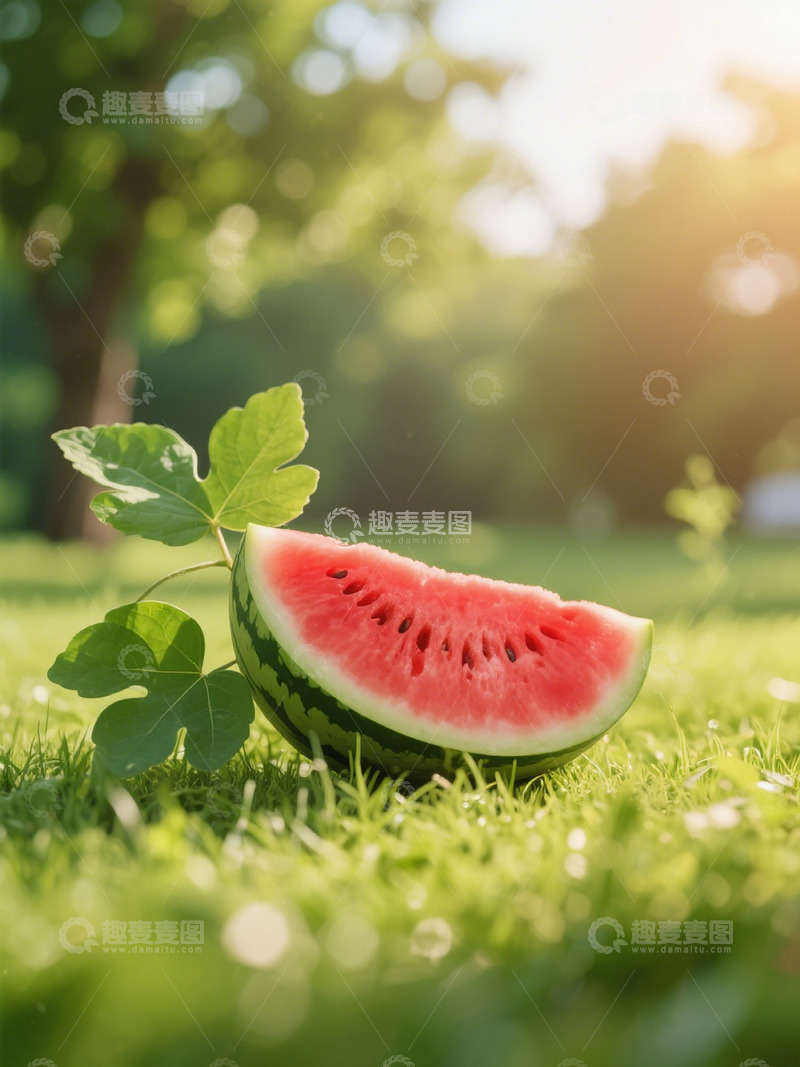 高清大图下载【趣麦麦图】夏日西瓜草地风景图片