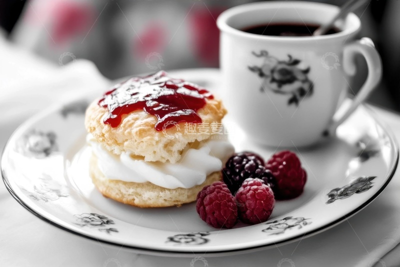 高清大图下载【趣麦麦图】一盘美味的甜点早餐咖啡