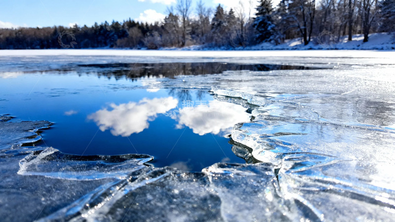 高清大图下载【趣麦麦图】冬日湖面冰裂风光