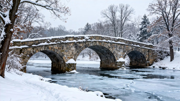 冬日石桥雪景