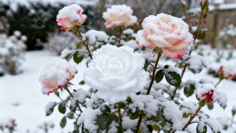 高清大图下载【趣麦麦图】雪中玫瑰风光摄影