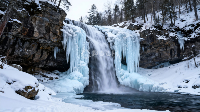 高清大图下载【趣麦麦图】冰瀑冬日景象山水风光摄影图片