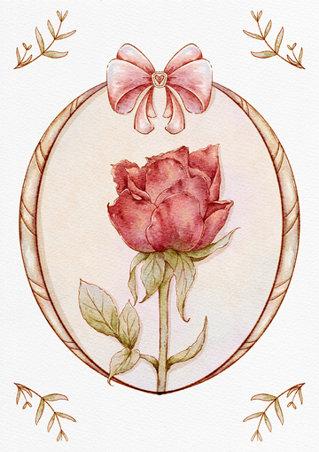水彩玫瑰装饰画框设计素材