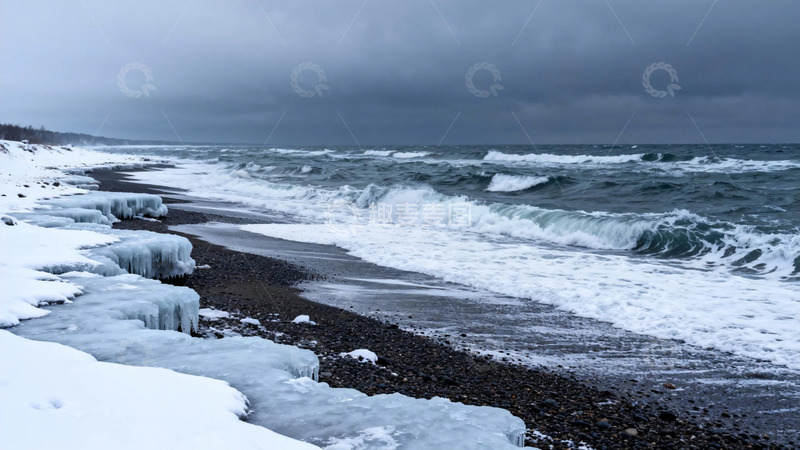 高清大图下载【趣麦麦图】寒冷海岸线风光摄影