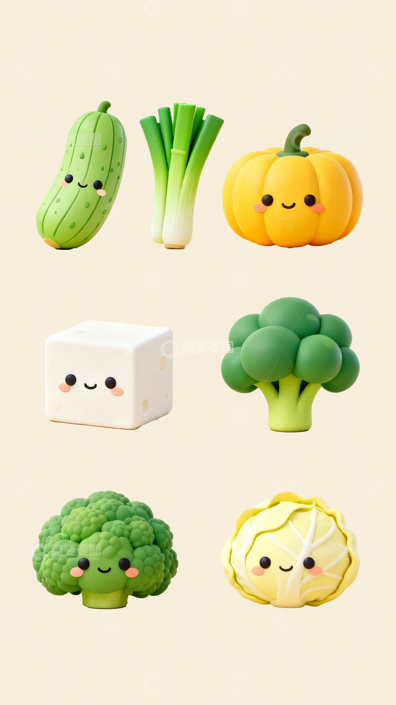 源文件下载【趣麦麦图】立体可爱蔬菜1