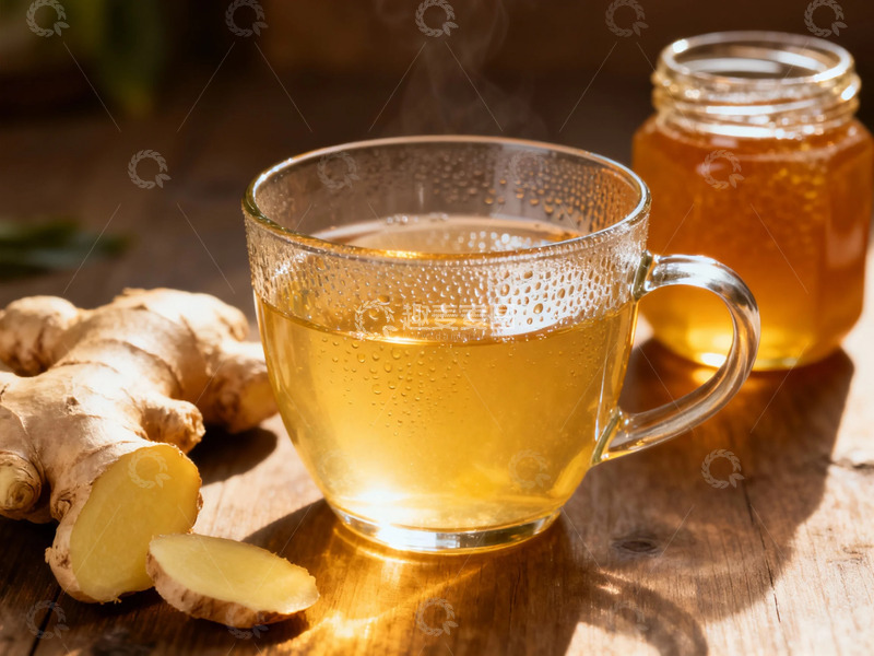 高清大图下载【趣麦麦图】玻璃茶杯生姜蜂蜜饮品摄影图