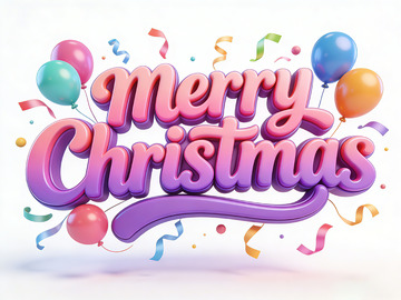 彩球圣诞祝福艺术字设计
