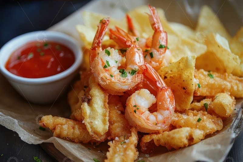 高清大图下载【趣麦麦图】炸薯条和炸虾仁