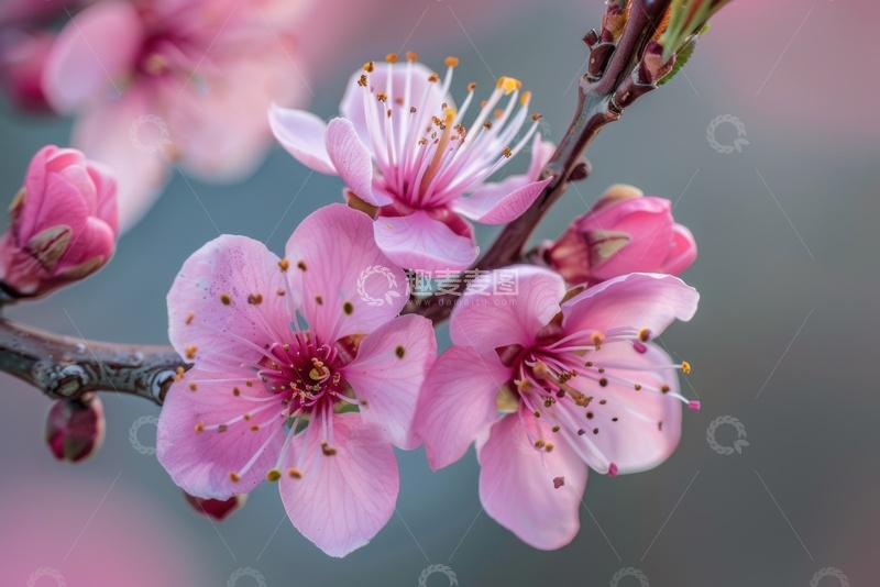 高清大图下载【趣麦麦图】盛开的淡粉色梅花